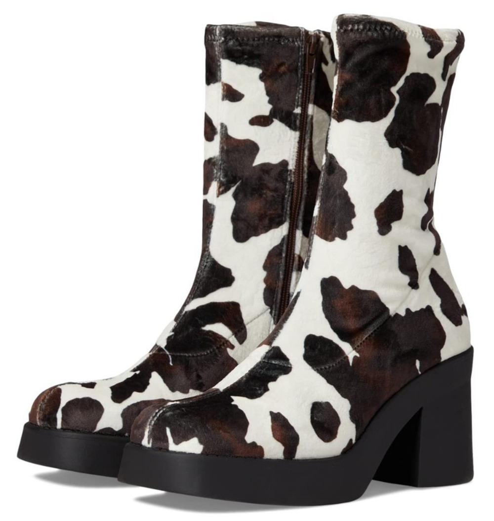 Steve Madden Klayton Platform Boot Women Size 9.5 Cow Print Chunky Heel